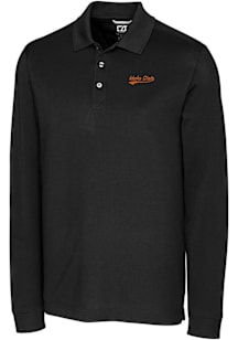 Cutter and Buck Idaho State Bengals Black Advantage Pique Long Sleeve Big and Tall Polo