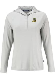 Womens Oregon Ducks Grey Cutter and Buck Coastline Eco Hooded Sweatshirt