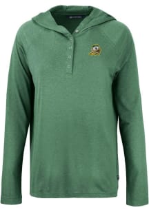 Womens Oregon Ducks Green Cutter and Buck Coastline Eco Hooded Sweatshirt