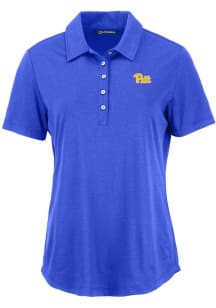 Cutter and Buck Pitt Panthers Womens Blue Coastline Eco Short Sleeve Polo Shirt
