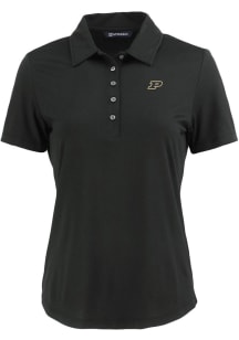Cutter and Buck Purdue Boilermakers Womens Black Coastline Eco Short Sleeve Polo Shirt