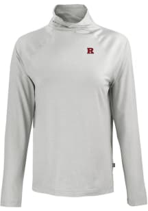 Womens Rutgers Scarlet Knights Grey Cutter and Buck Coastline Eco Funnel Neck Crew Sweatshirt