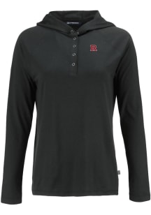 Womens Rutgers Scarlet Knights Black Cutter and Buck Coastline Eco Hooded Sweatshirt