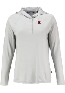 Womens Rutgers Scarlet Knights Grey Cutter and Buck Coastline Eco Hooded Sweatshirt