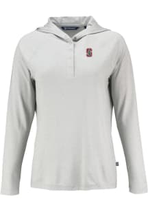 Cutter and Buck Stanford Cardinal Womens Grey Coastline Eco Hooded Sweatshirt