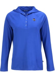 Womens Tulsa Golden Hurricane Blue Cutter and Buck Coastline Eco Hooded Sweatshirt