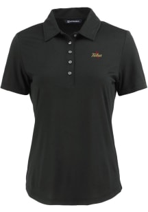 Womens Tulsa Golden Hurricane Black Cutter and Buck Coastline Eco Short Sleeve Polo Shirt