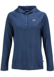 Cutter and Buck UConn Huskies Womens Navy Blue Mascot Coastline Eco Hooded Sweatshirt
