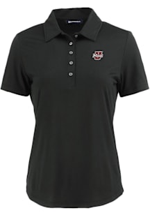 Cutter and Buck Massachusetts Minutemen Womens Black Coastline Eco Short Sleeve Polo Shirt