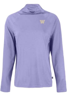 Womens Washington Huskies Purple Cutter and Buck Coastline Eco Funnel Neck Crew Sweatshirt