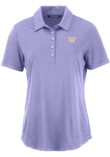 Womens Washington Huskies Purple Cutter and Buck Coastline Eco Short Sleeve Polo Shirt