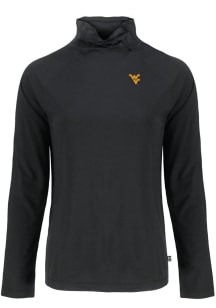 Cutter and Buck West Virginia Mountaineers Womens Black Coastline Eco Funnel Neck Crew Sweatshir..