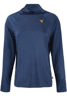 Cutter and Buck West Virginia Mountaineers Womens Navy Blue Coastline Eco Funnel Neck Crew Sweat..