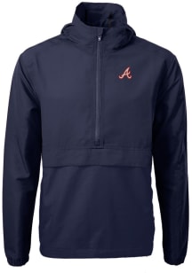 Cutter and Buck Atlanta Braves Mens Navy Blue Cooperstown Charter Eco Pullover Jackets