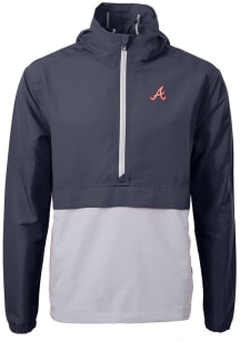 Cutter and Buck Atlanta Braves Mens Navy Blue Cooperstown Charter Eco Pullover Jackets