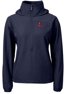 Cutter and Buck Boston Red Sox Womens Navy Blue Cooperstown Charter Eco Long Sleeve Pullover