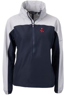 Cutter and Buck Boston Red Sox Womens Navy Blue Cooperstown Charter Eco Long Sleeve Pullover