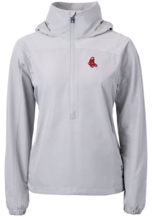 Cutter and Buck Boston Red Sox Womens Grey Cooperstown Charter Eco Long Sleeve Pullover