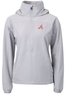 Cutter and Buck Atlanta Braves Womens Grey Cooperstown Charter Eco Long Sleeve Pullover