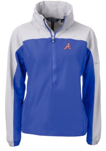 Cutter and Buck Atlanta Braves Womens Blue Cooperstown Charter Eco Long Sleeve Pullover