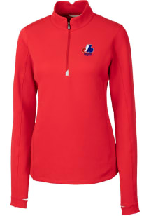 Cutter and Buck Montreal Expos Womens Red Cooperstown Traverse 1/4 Zip Pullover