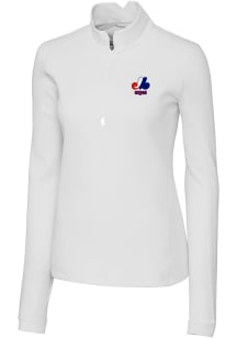 Cutter and Buck Montreal Expos Womens White Cooperstown Traverse 1/4 Zip Pullover
