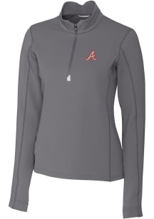 Cutter and Buck Atlanta Braves Womens Grey Cooperstown Traverse 1/4 Zip Pullover