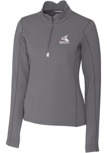 Cutter and Buck Chicago White Sox Womens Grey Cooperstown Traverse Qtr Zip