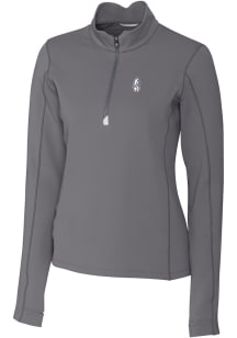 Cutter and Buck Chicago Cubs Womens Grey Cooperstown Traverse Qtr Zip