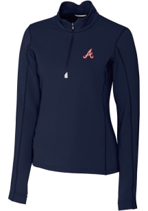 Cutter and Buck Atlanta Braves Womens Navy Blue Cooperstown Traverse 1/4 Zip Pullover