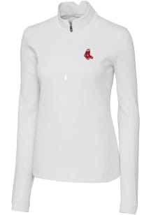 Cutter and Buck Boston Red Sox Womens White Cooperstown Traverse Qtr Zip