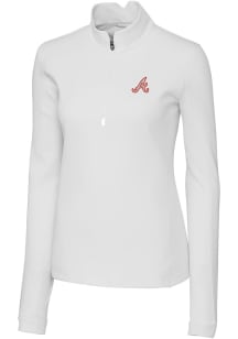 Cutter and Buck Atlanta Braves Womens White Cooperstown Traverse 1/4 Zip Pullover