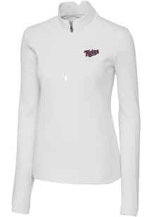 Cutter and Buck Minnesota Twins Womens White Cooperstown Traverse Qtr Zip