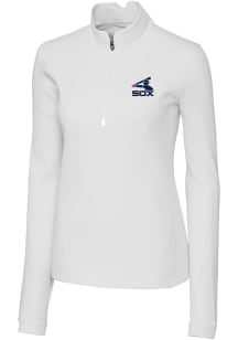 Cutter and Buck Chicago White Sox Womens White Cooperstown Traverse Qtr Zip