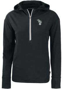 Cutter and Buck Oakland Athletics Womens Black Cooperstown Daybreak Hood Qtr Zip