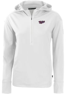 Cutter and Buck Minnesota Twins Womens White Cooperstown Daybreak Hood Qtr Zip