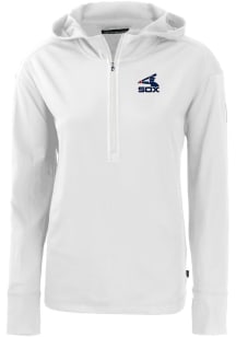 Cutter and Buck Chicago White Sox Womens White Cooperstown Daybreak Hood Qtr Zip