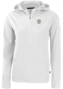 Cutter and Buck Milwaukee Brewers Womens White Cooperstown Daybreak Hood Qtr Zip