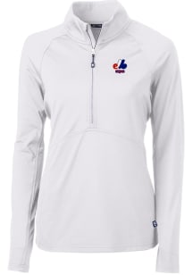 Cutter and Buck Montreal Expos Womens White Cooperstown Adapt Eco 1/4 Zip Pullover