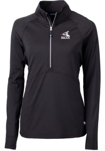 Cutter and Buck Chicago White Sox Womens Black Cooperstown Adapt Eco Qtr Zip