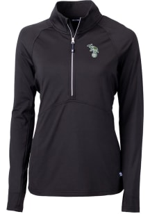 Cutter and Buck Oakland Athletics Womens Black Cooperstown Adapt Eco Qtr Zip