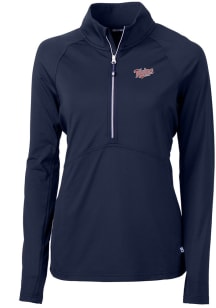 Cutter and Buck Minnesota Twins Womens Navy Blue Cooperstown Adapt Eco Qtr Zip