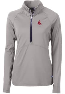 Cutter and Buck Boston Red Sox Womens Grey Cooperstown Adapt Eco Qtr Zip