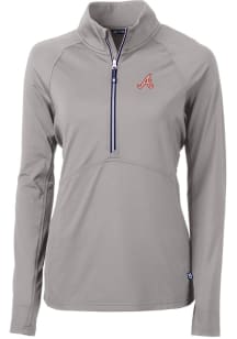 Cutter and Buck Atlanta Braves Womens Grey Cooperstown Adapt Eco 1/4 Zip Pullover