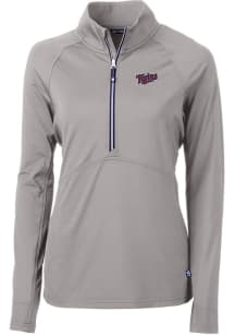 Cutter and Buck Minnesota Twins Womens Grey Cooperstown Adapt Eco Qtr Zip