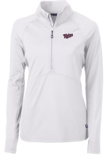 Cutter and Buck Minnesota Twins Womens White Cooperstown Adapt Eco Qtr Zip