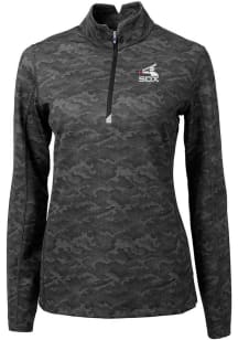 Cutter and Buck Chicago White Sox Womens Black Cooperstown Traverse Camo 1/4 Zip Pullover
