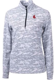 Cutter and Buck Boston Red Sox Womens Charcoal Cooperstown Traverse Camo Qtr Zip