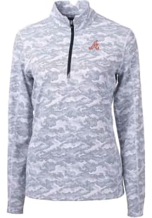 Cutter and Buck Atlanta Braves Womens Charcoal Cooperstown Traverse Camo 1/4 Zip Pullover