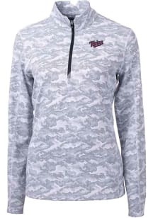 Cutter and Buck Minnesota Twins Womens Charcoal Cooperstown Traverse Camo Qtr Zip